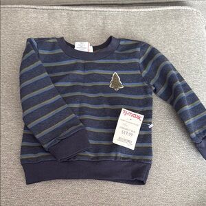 Navy and Green Striped Kids Sweatshirt